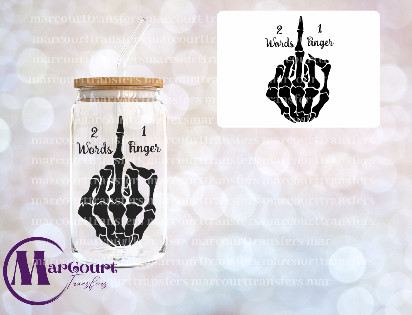 2 WORDS 1 FINGER-DECAL-UV DTF CUP WRAP