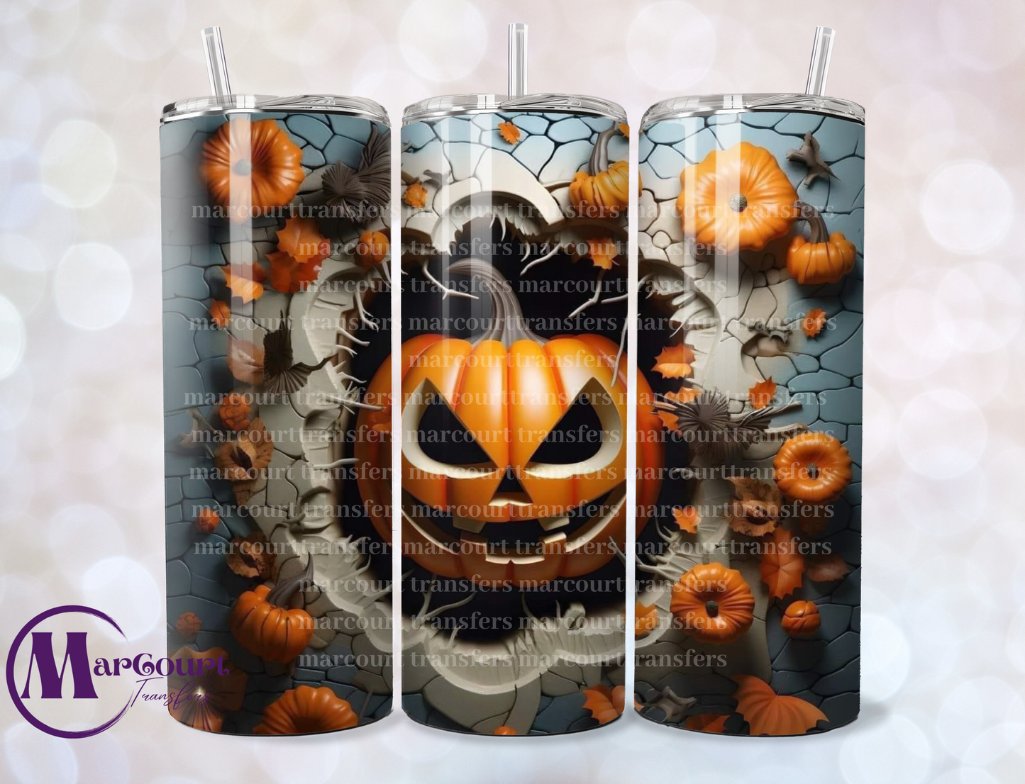 3 D PUMPKIN-SKINNY TUMBLER TRANSFER