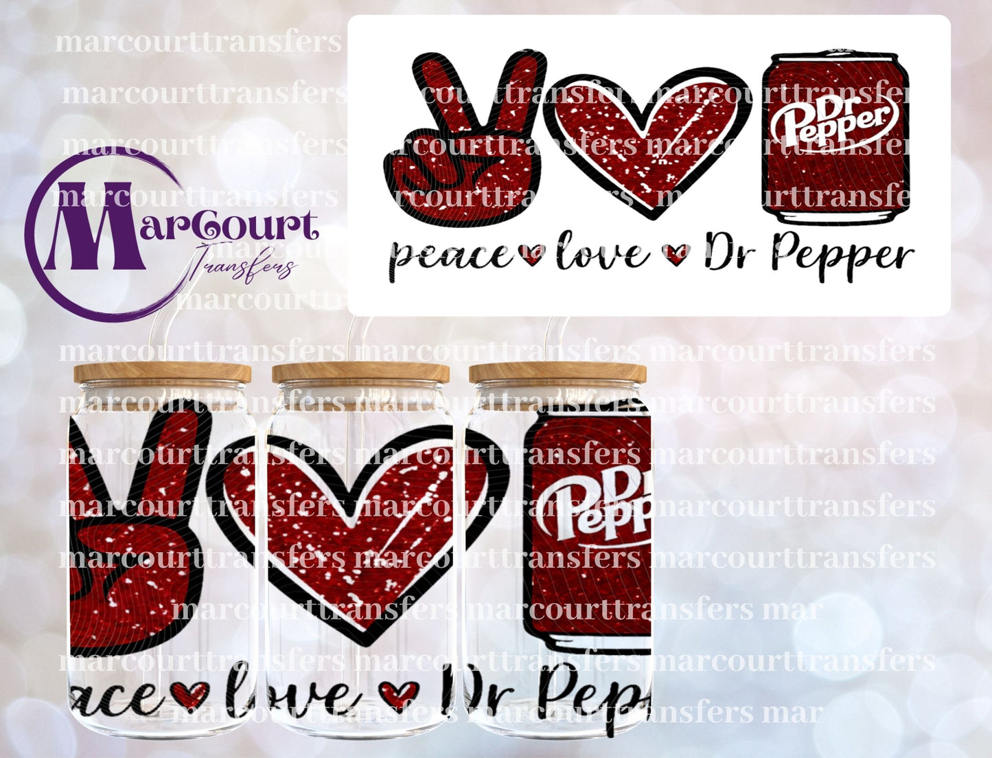PEACE LOVE DP-16 0Z-UV DTF CUP WRAP