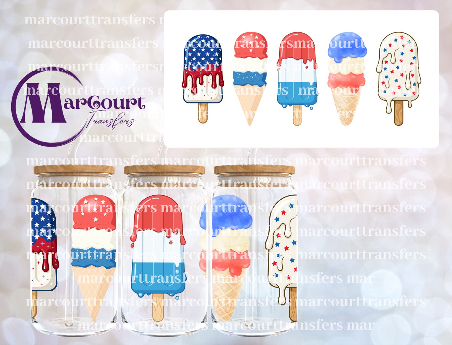 4TH OF JULY POPSICLE TREATS-16 0Z-UV DTF CUP WRAP