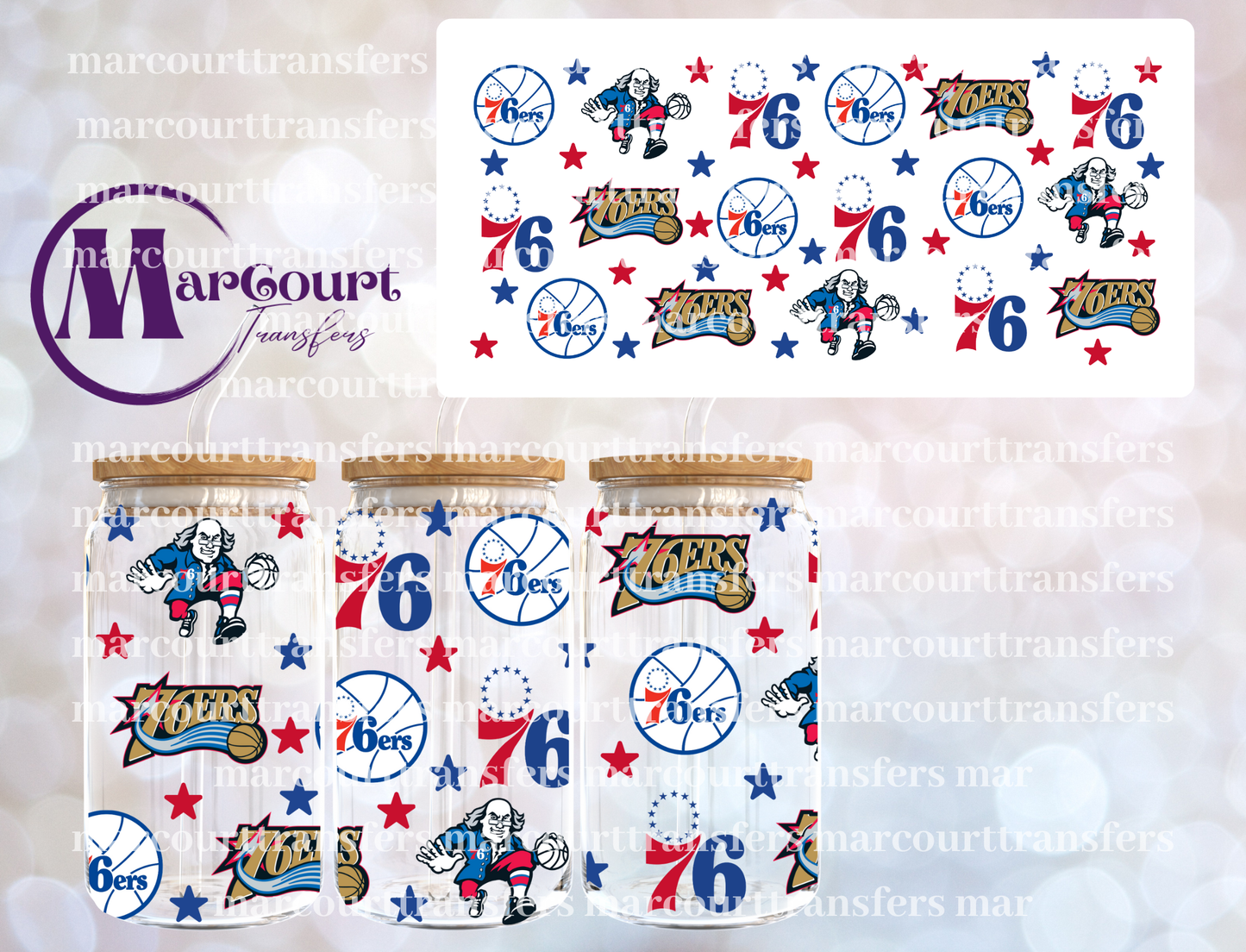 76ERS-16 0Z-UV DTF CUP WRAP