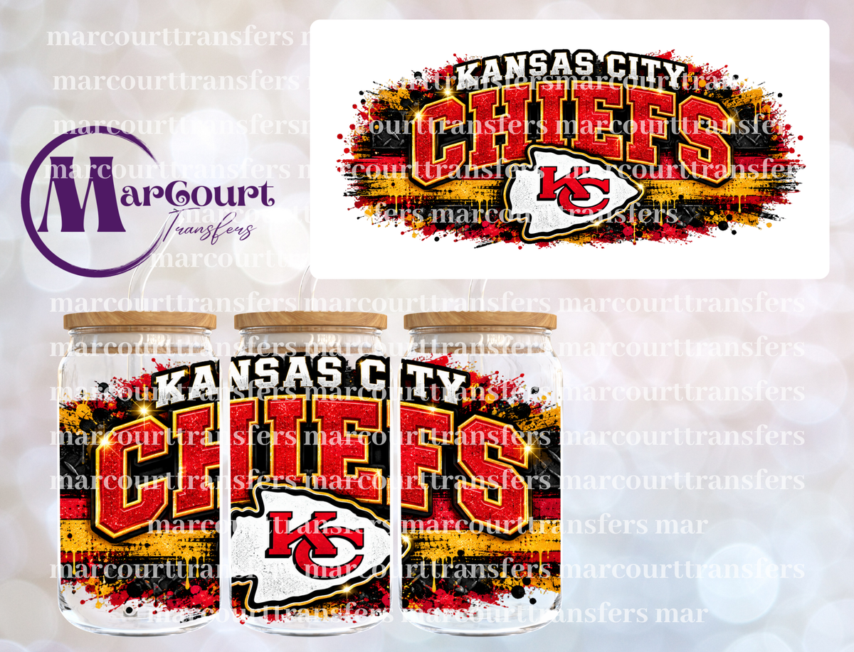 KC CHIEFS SPLATTER-16 0Z-UV DTF CUP WRAP