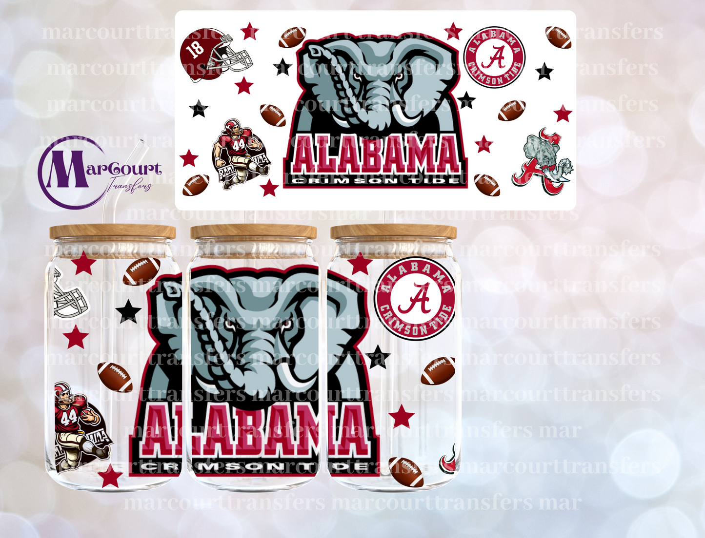 ALABAMA FOOTBALL-16 0Z-UV DTF CUP WRAP
