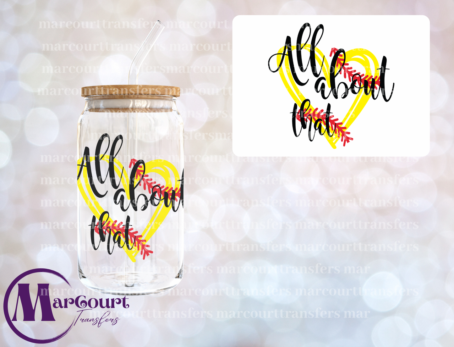 ALL ABOUT THAT SOFTBALL-DECAL-UV DTF CUP WRAP