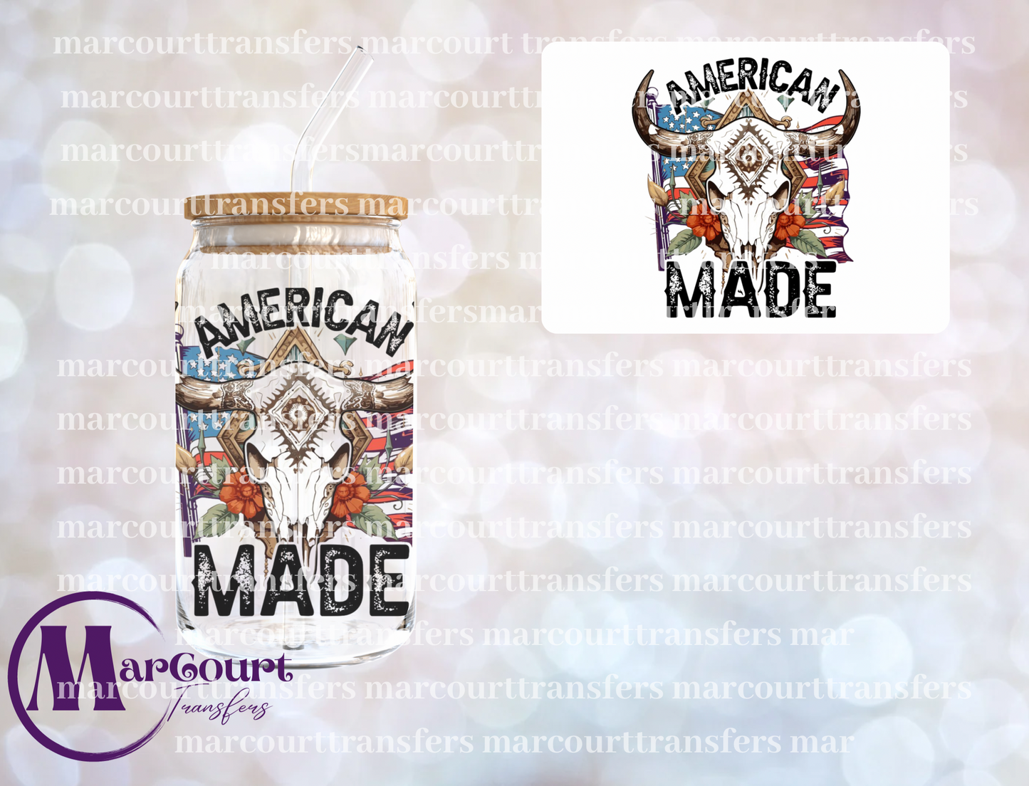 AMERICAN MADE COW HEAD-DECAL-UV DTF CUP WRAP