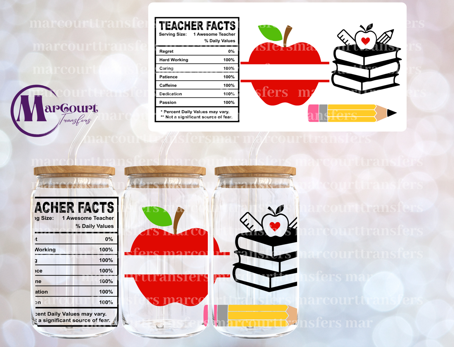 APPLE WITH NAME BLANK-16 0Z-UV DTF CUP WRAP