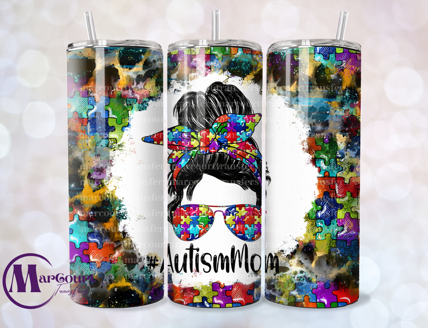 AUTISM MOM-SKINNY TUMBLER TRANSFER