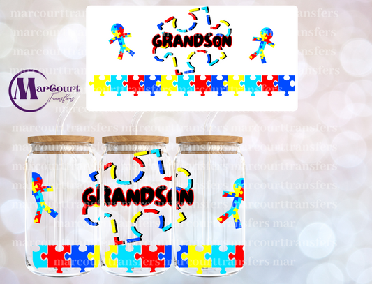 AUTISM AWARENESS GRANDSON-16 0Z-UV DTF CUP WRAP