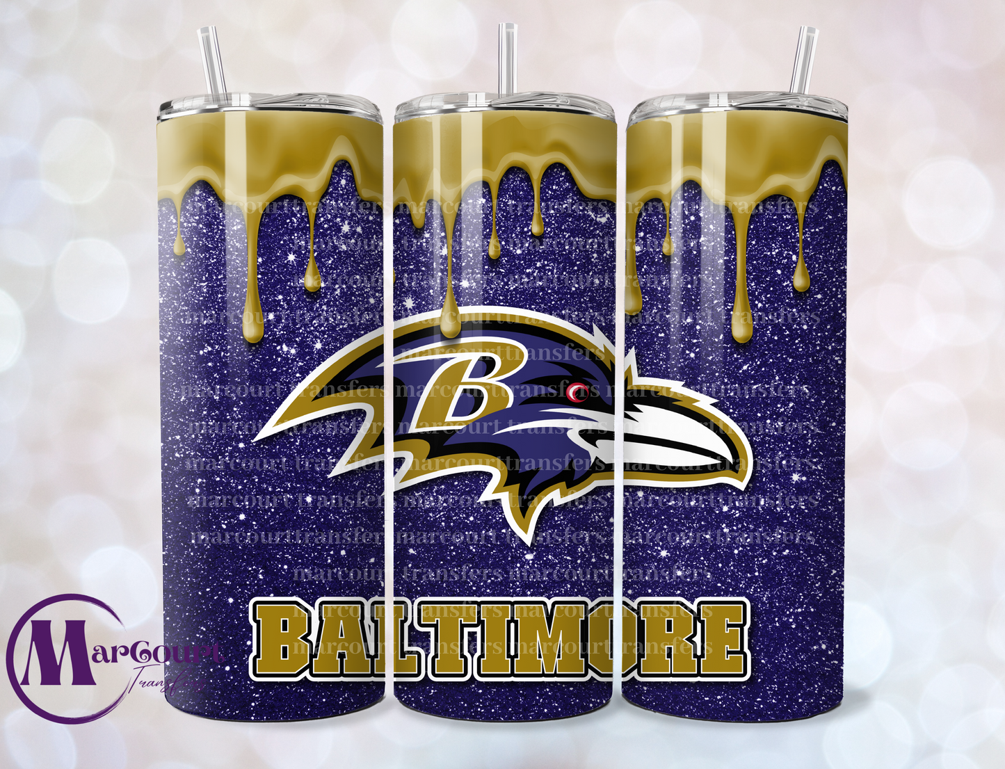 BALTIMORE RAVENS DRIP-20-SKINNY SUBLIMATION TUMBLER TRANSFER