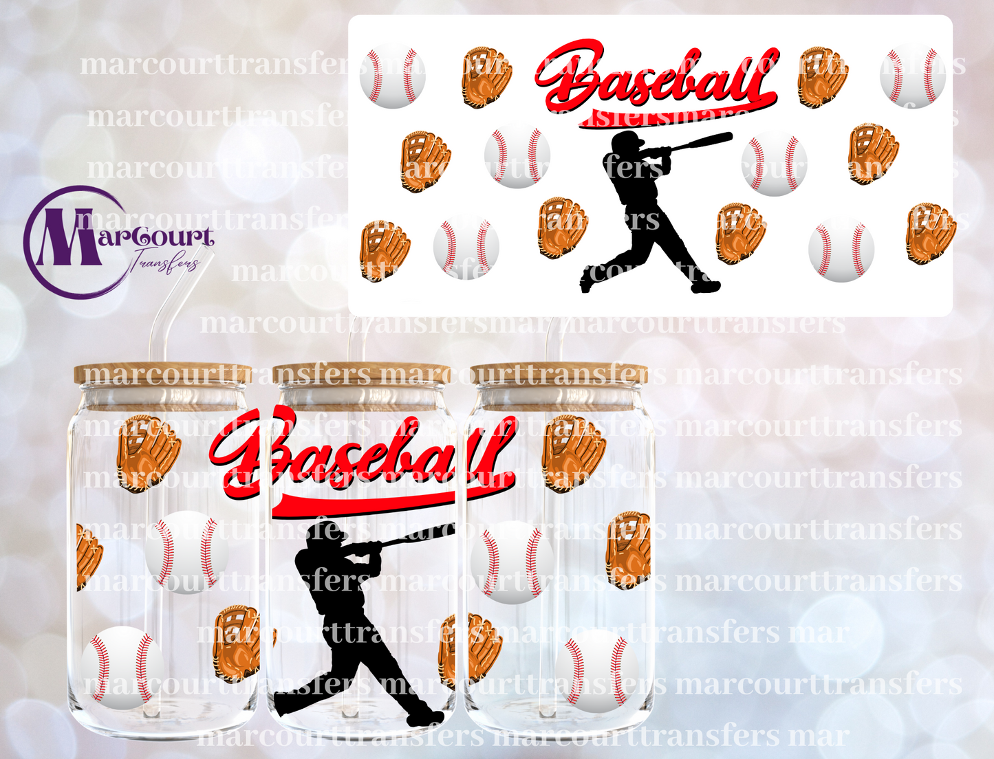 BASEBALL-16 0Z-UV DTF CUP WRAP