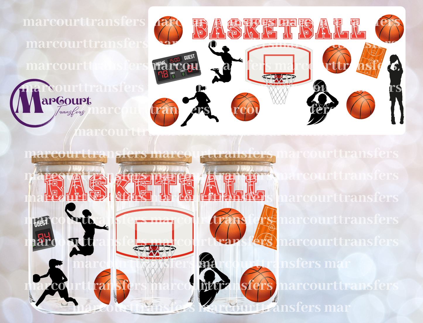 BASKETBALL-16 0Z-UV DTF CUP WRAP