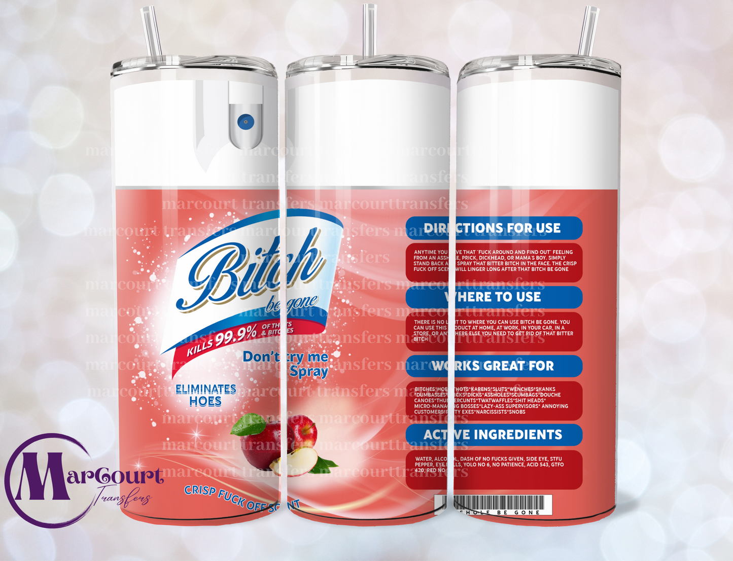 BE GONE APPLE SCENT-SKINNY TUMBLER TRANSFER