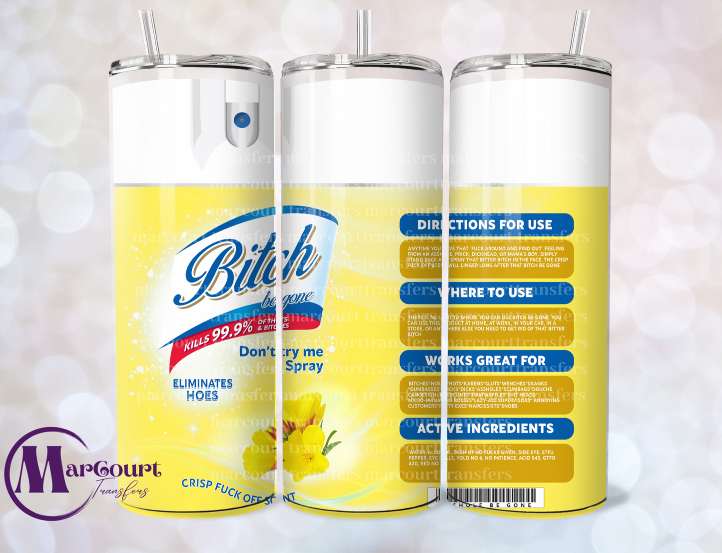 BE GONE FLORAL 4 SCENT-SKINNY TUMBLER TRANSFER