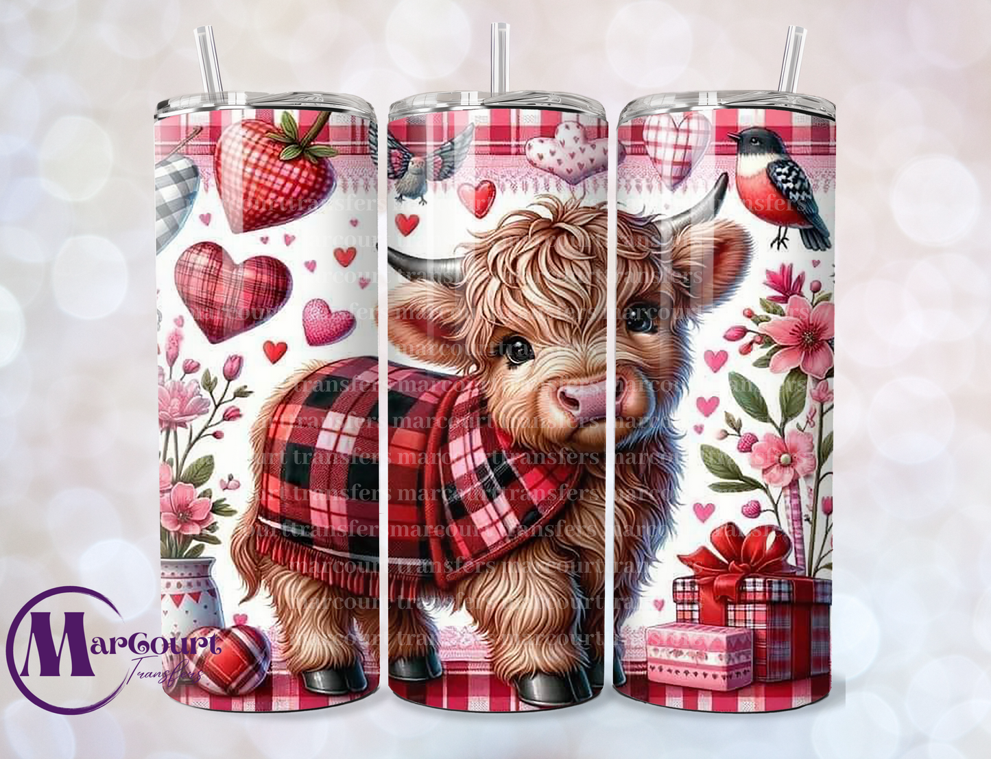 BABY HIGHLAND COW VALENTINE-SKINNY TUMBLER TRANSFER