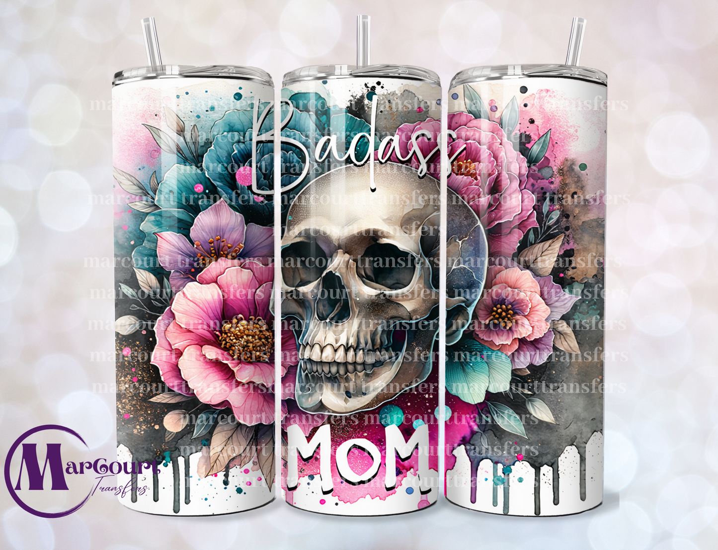 BADASS MOM-SKINNY TUMBLER TRANSFER
