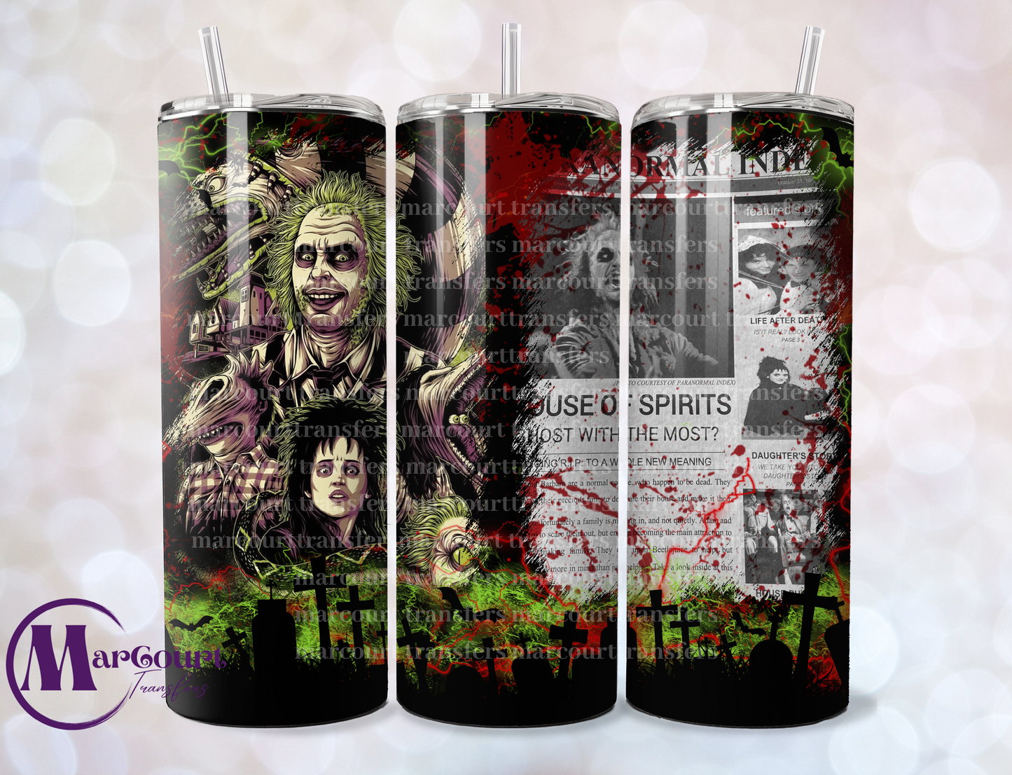 BEETLEJUICE-SKINNY TUMBLER TRANSFER (SUBLIMATION)