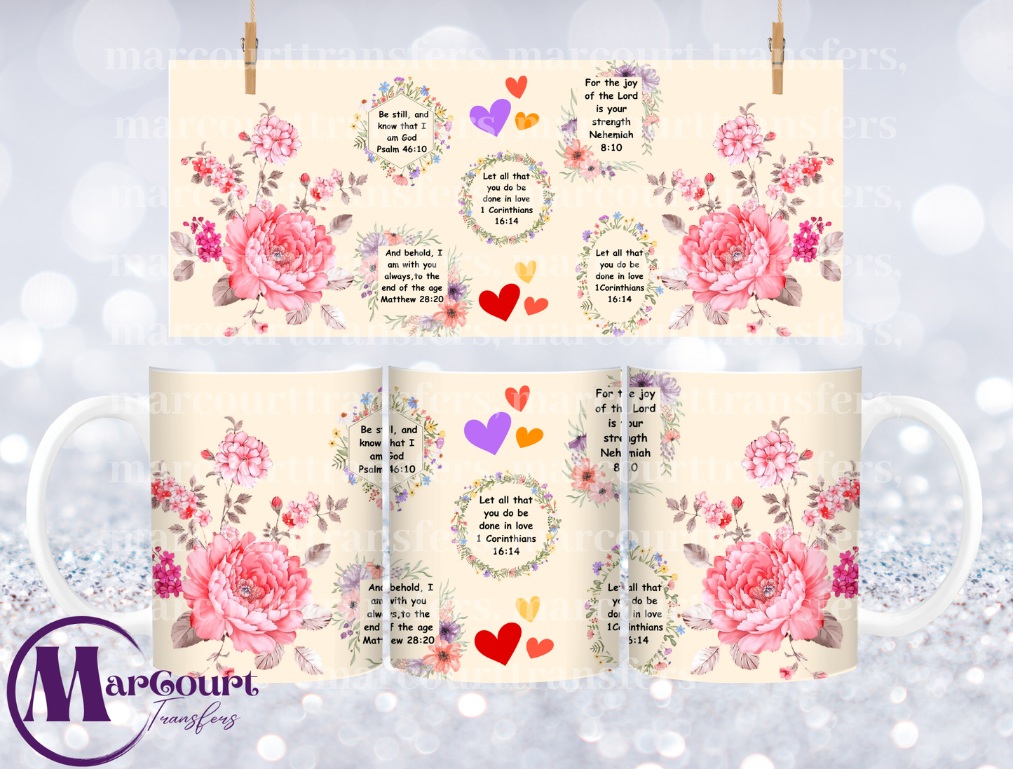 BIBLE VERSES AND PEONIES-MUG TRANSFER