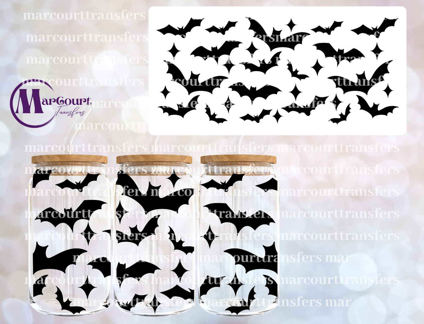 BLACK BATS-16 0Z-UV DTF CUP WRAP