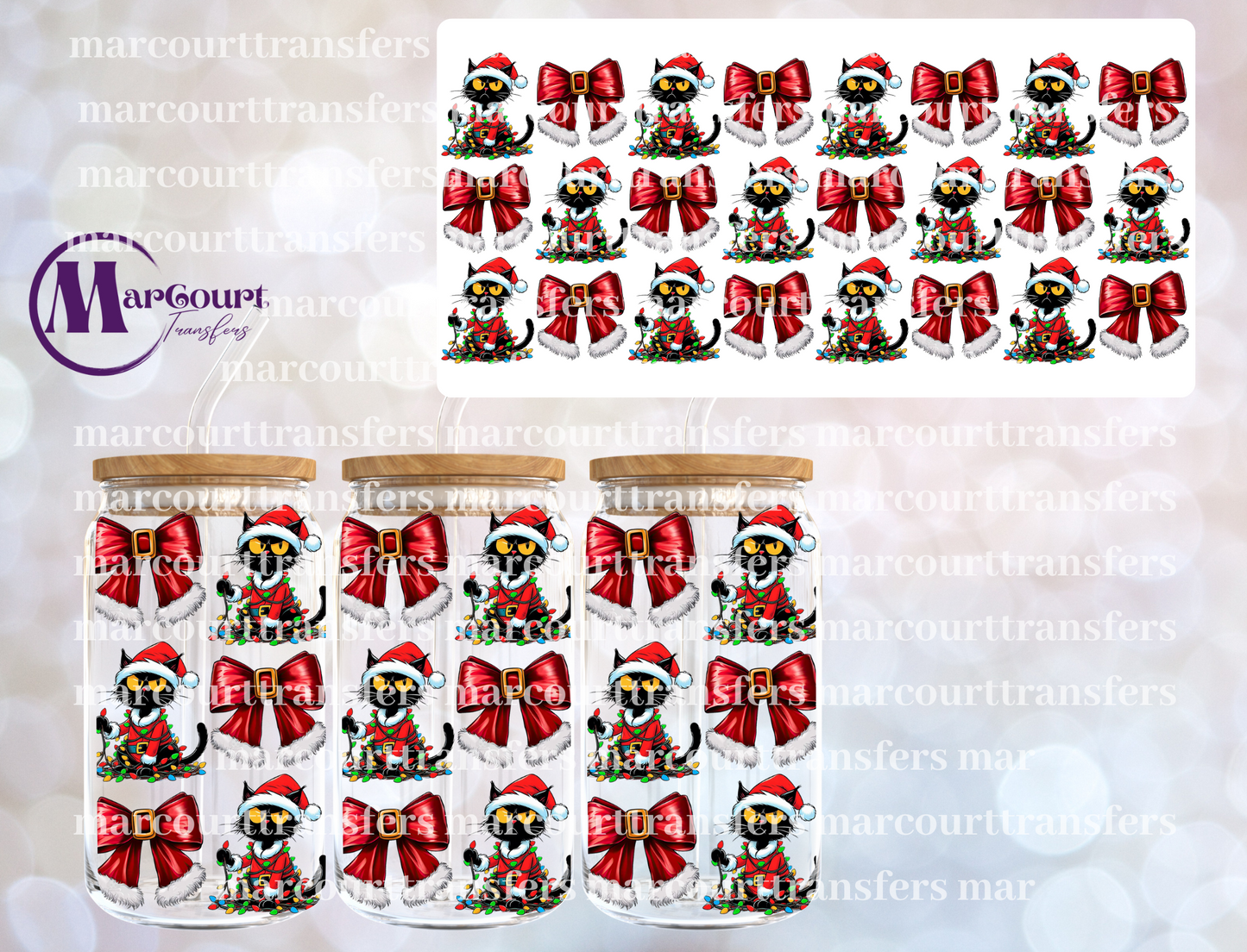 BLACK CAT CHRISTMAS-16 0Z-UV DTF CUP WRAP