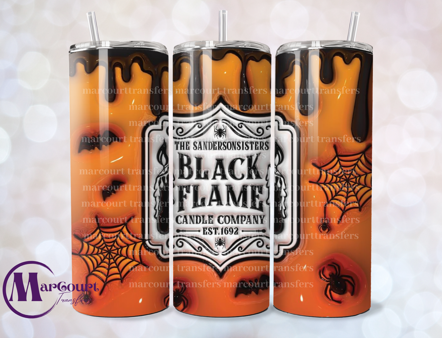 BLACK FLAME CANDLE CO INFLATED-SKINNY TUMBLER TRANSFER (SUBLIMATION)