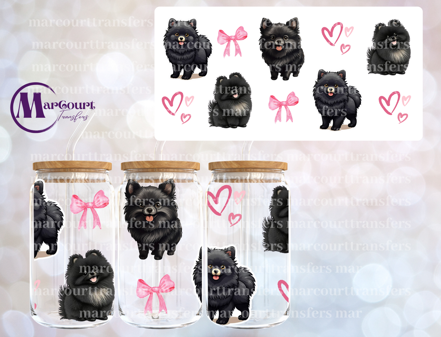 BLACK POMERANIUMS-16 0Z-UV DTF CUP WRAP
