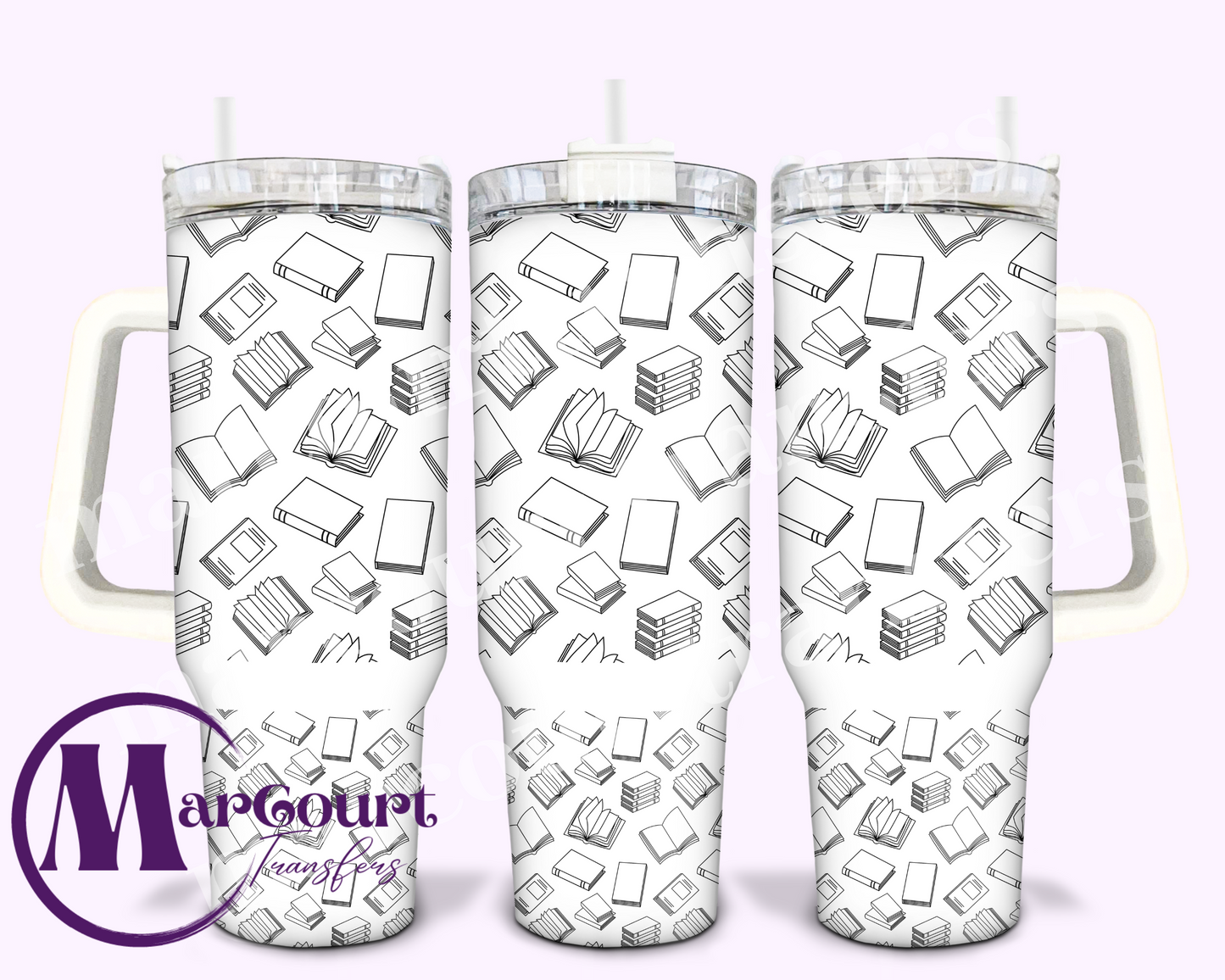 BLACK AND WHITE BOOKS-40 0Z-SUBLIMATION TUMBLER TRANSFER