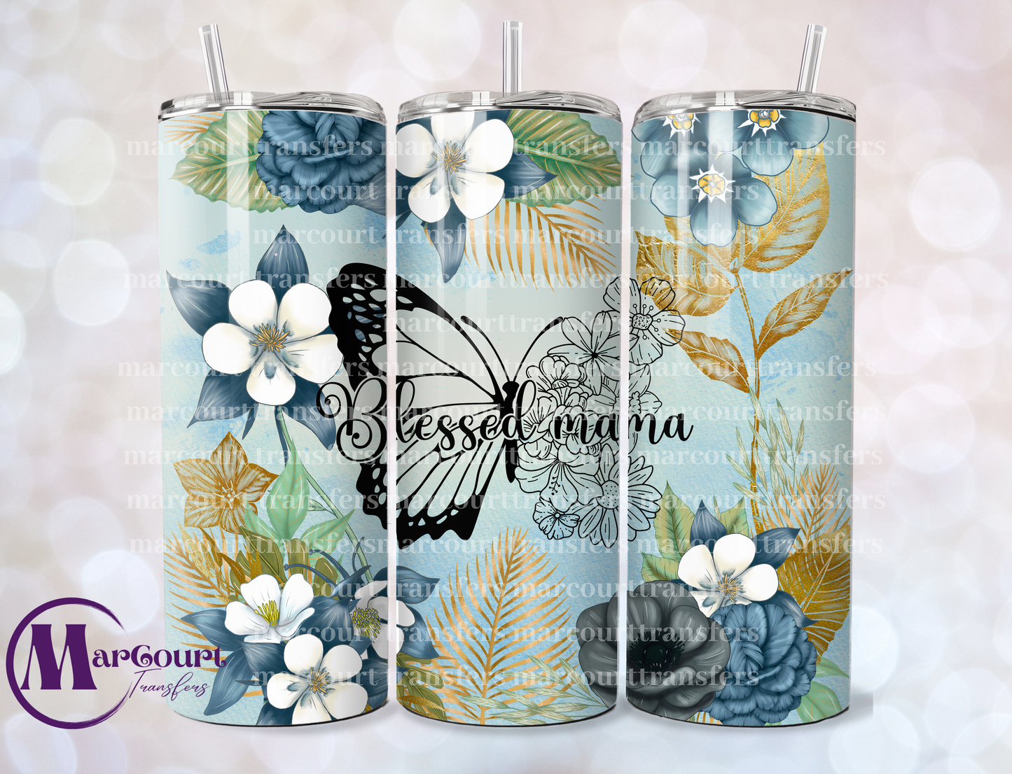 BLESSED MAMA BUTTERFLY-SKINNY TUMBLER TRANSFER