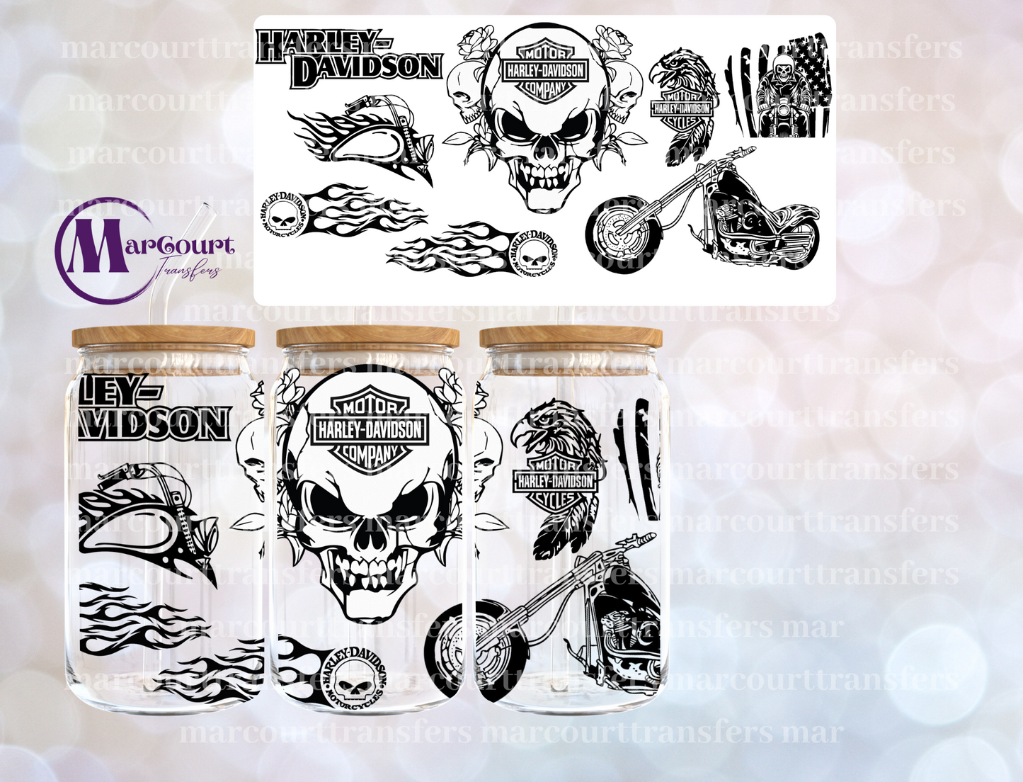 HARLEY DAVIDSON 2-16 0Z-UV DTF CUP WRAP