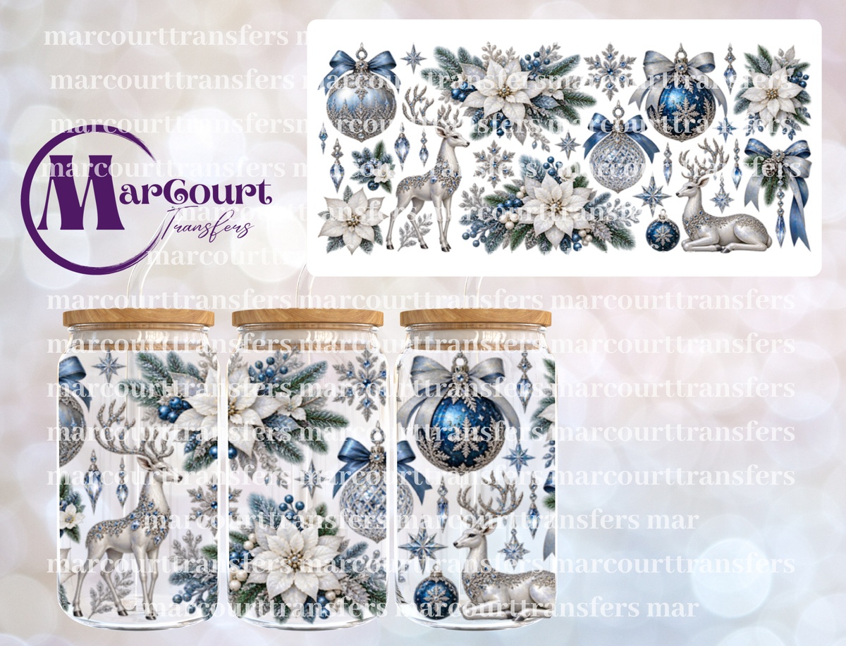 BLUE BLING CHRISTMAS-16 0Z-UV DTF CUP WRAP