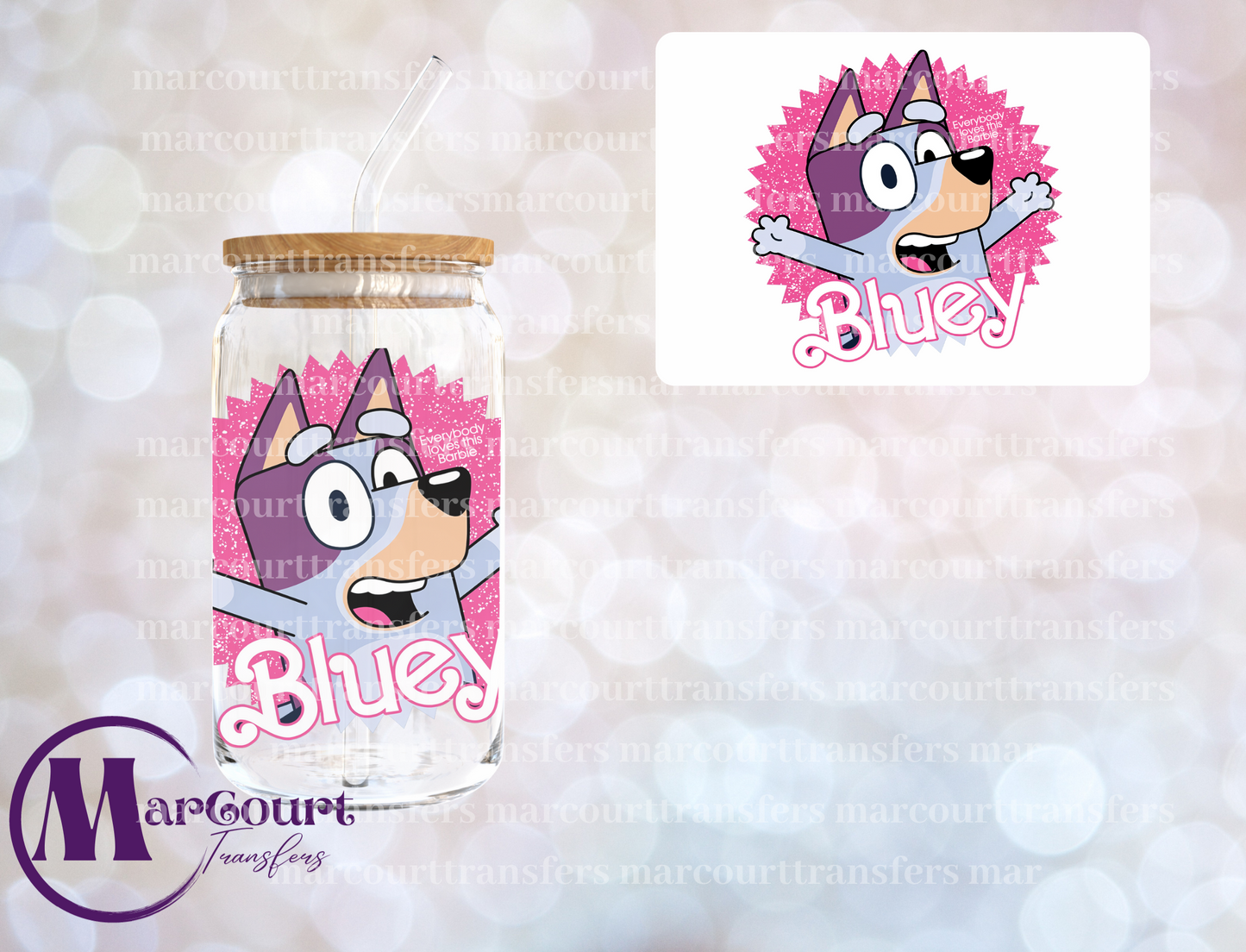 BLUEY BARBIE-DECAL-UV DTF CUP WRAP