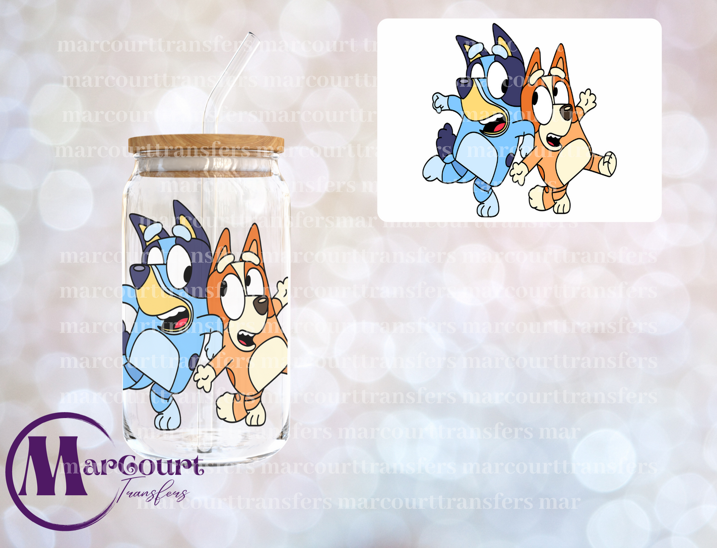 BLUEY AND BINGO-DECAL-UV DTF CUP WRAP