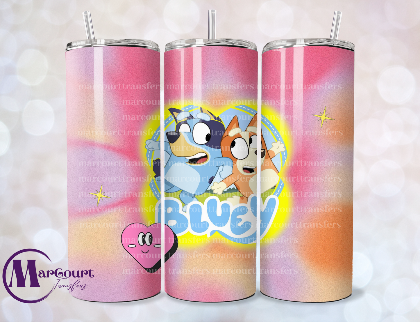 BLUEY AND BINGO-SKINNY TUMBLER TRANSFER (SUBLIMATION)