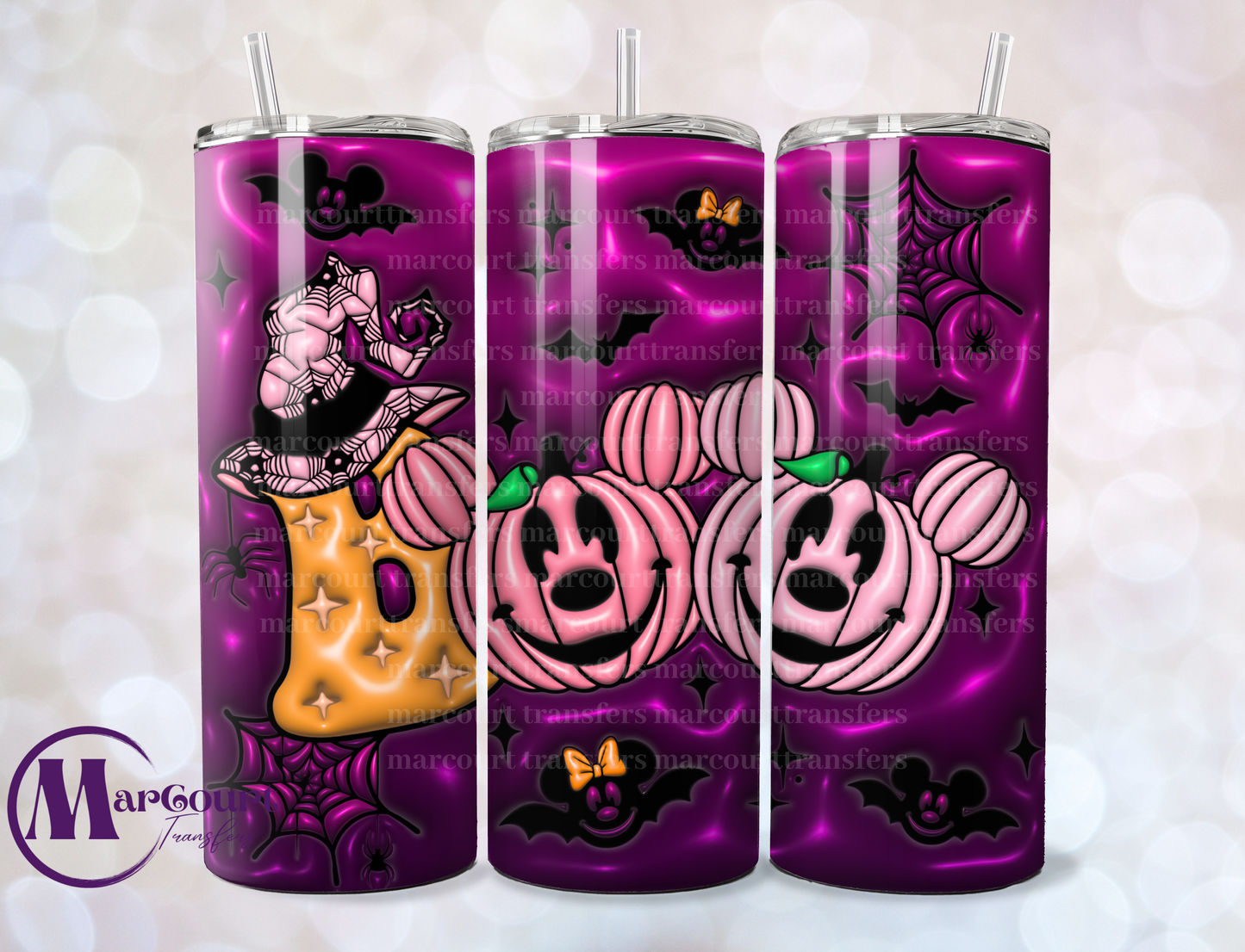 BOO MOUSE EARS INFLATED-SKINNY TUMBLER TRANSFER (SUBLIMATION)