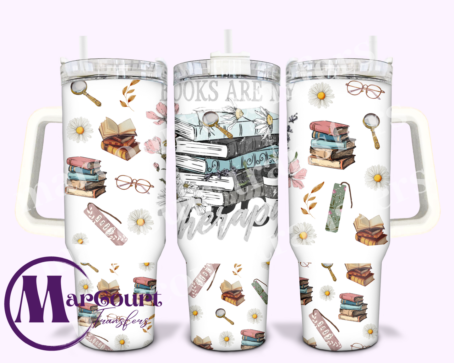 BOOKS ARE MY THERAPY-40 0Z-UV DTF CUP WRAP