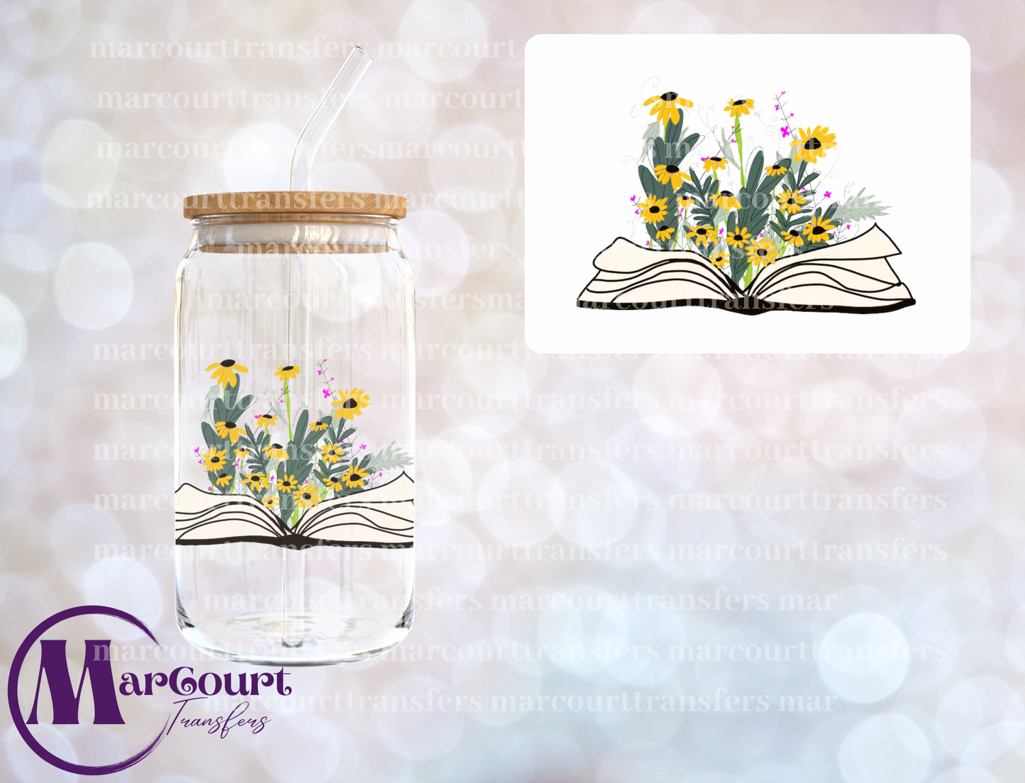 BOOK WITH FLOWERS-DECAL-UV DTF CUP WRAP