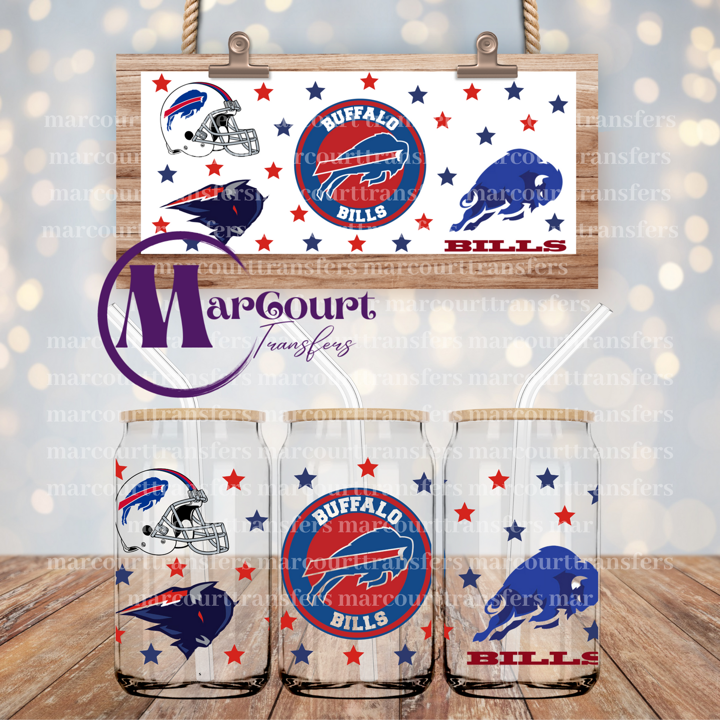 BUFFALO BILLS-16 OZ- UV DTF CUP WRAP
