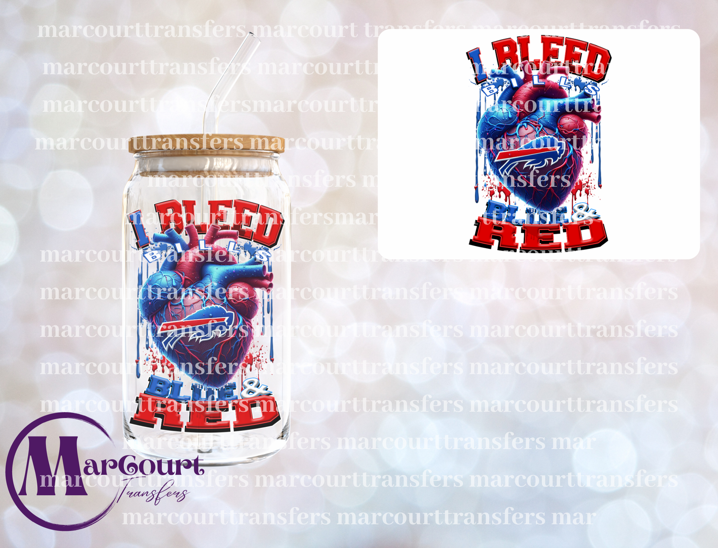 BUFFALO BILLS I BLEED BLUE AND RED-DECAL-UV DTF CUP WRAP