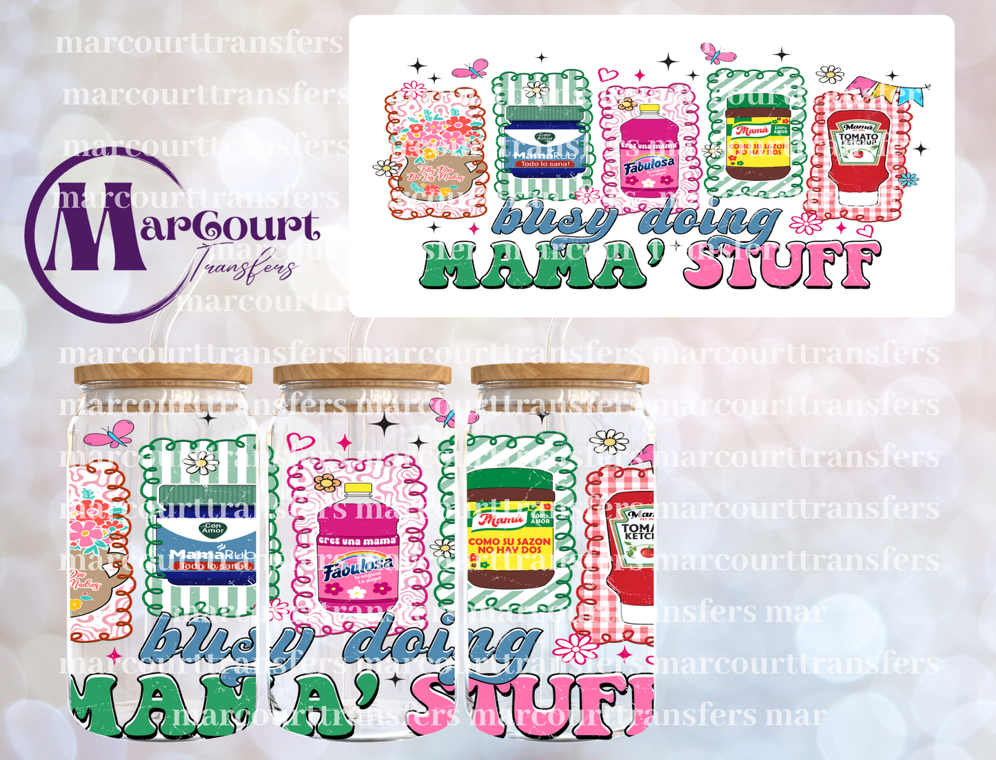 BUSY DOING MAMA STUFF-16 0Z-UV DTF CUP WRAP