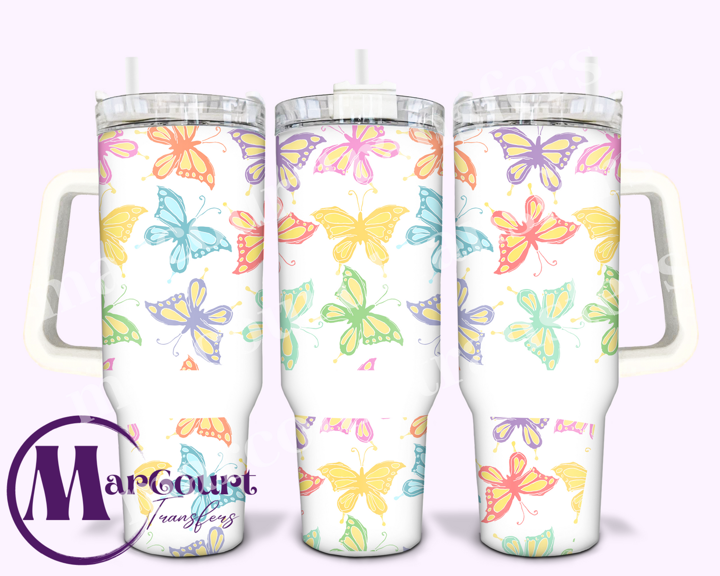 BUTTERFLIES (PASTEL)-40 0Z-UV DTF CUP WRAP