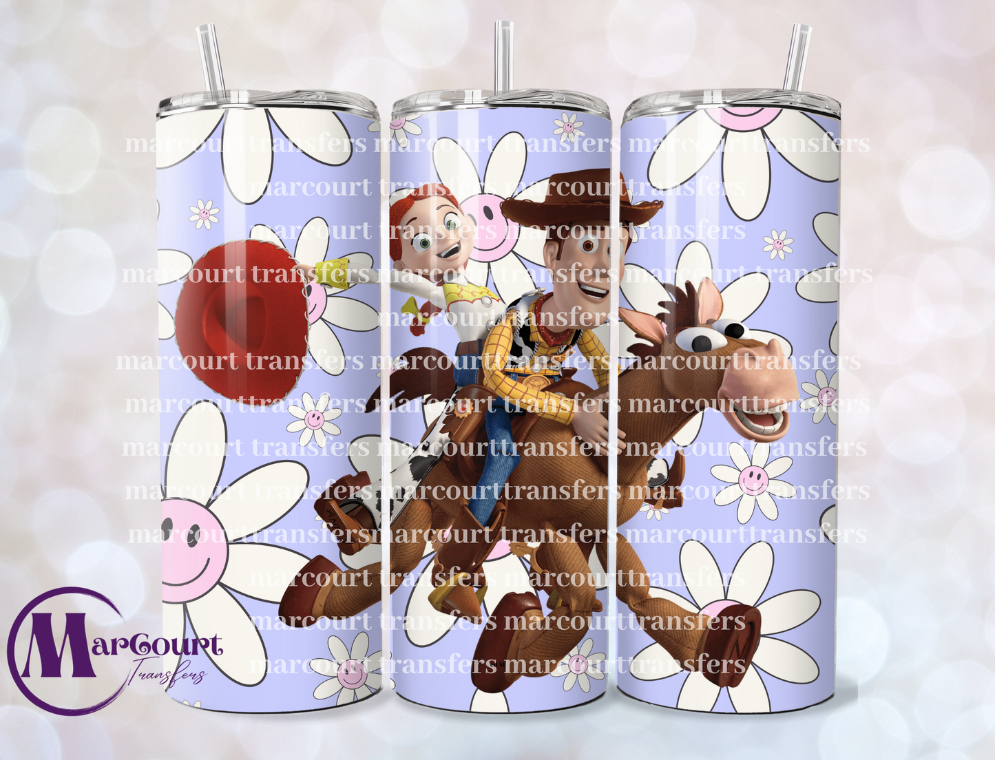 BUZZ AND JESSIE DAISIES-SKINNY TUMBLER TRANSFER