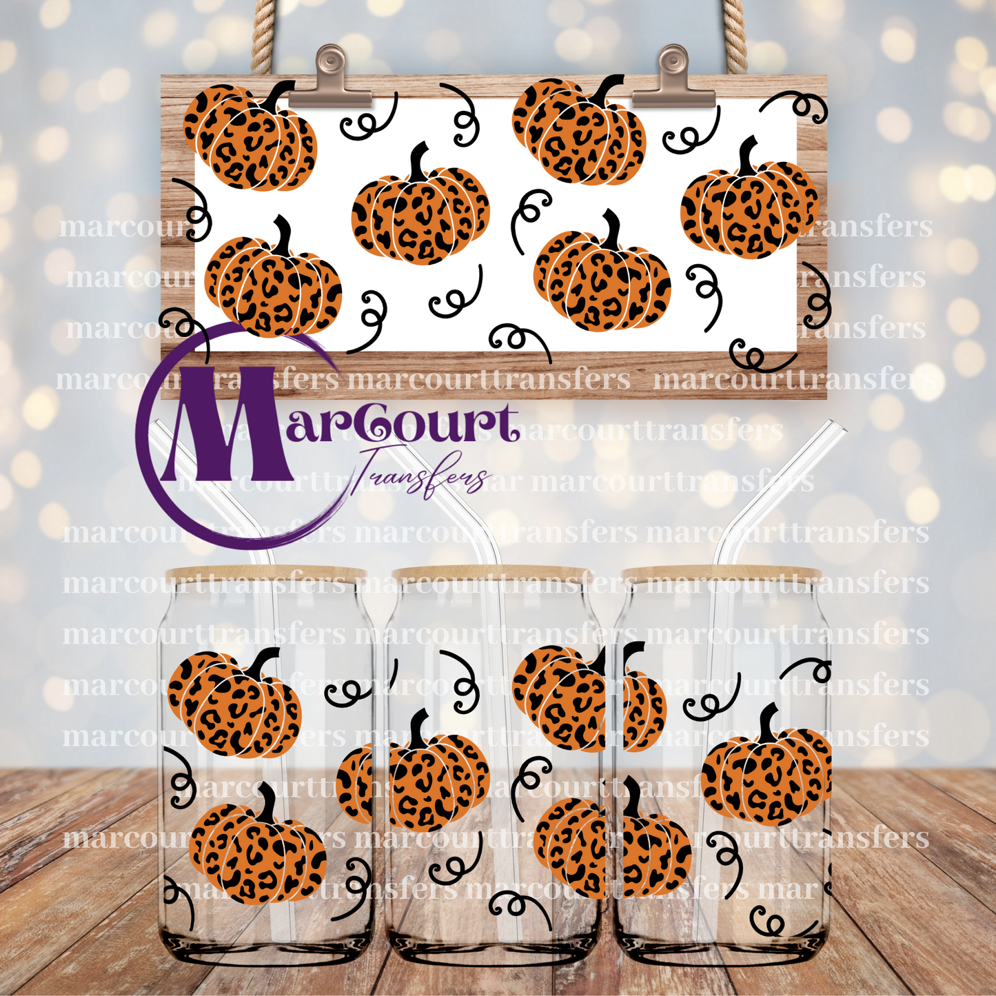 CHEETAH FALL PUMPKINS-16 0Z-UV DTF CUP WRAP