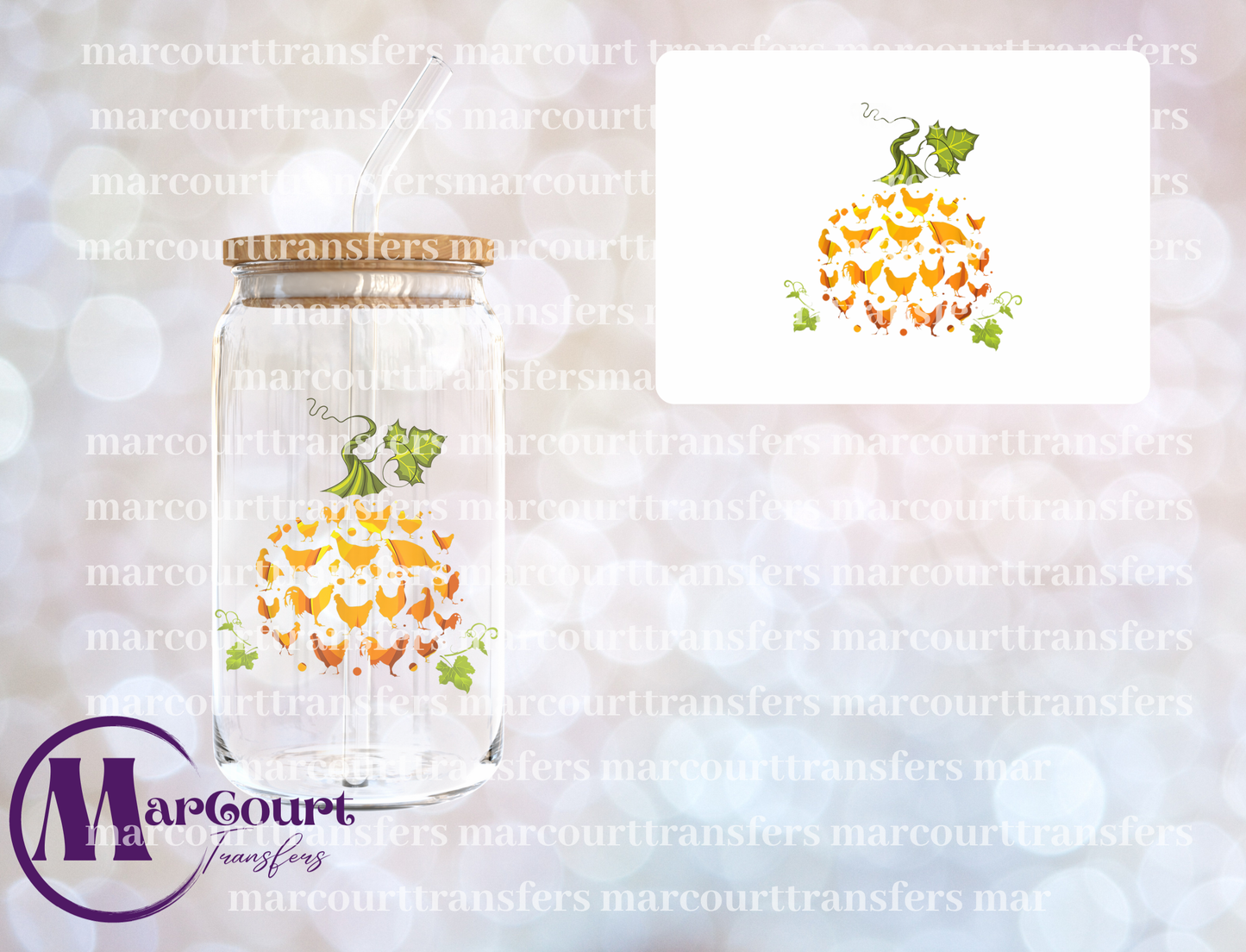 CHICKEN PUMPKIN-DECAL-UV DTF CUP WRAP