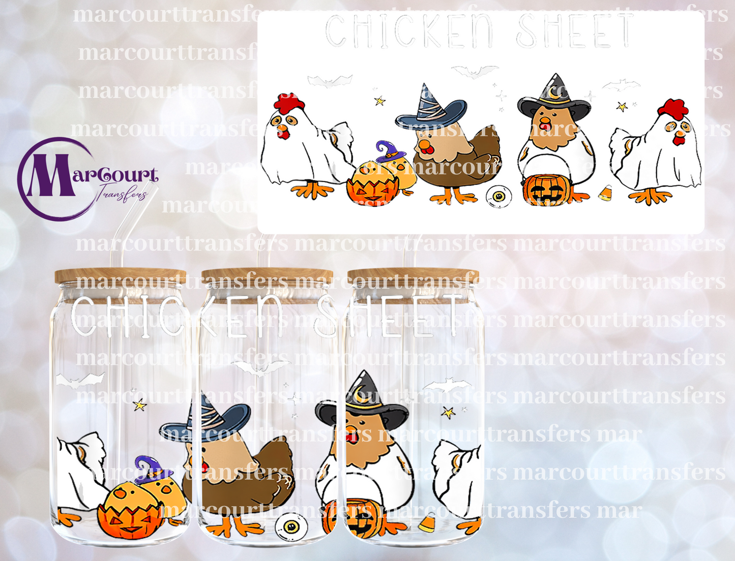 CHICKEN SHEET HW GHOST CHICKENS-16 0Z-UV DTF CUP WRAP