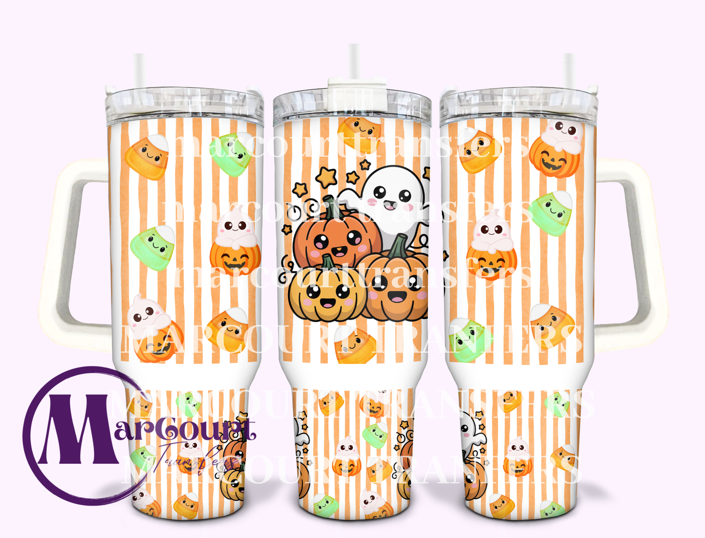 CANDY CORN PUMPKIN GHOSTS-40 0Z-SUBLIMATION TUMBLER TRANSFER