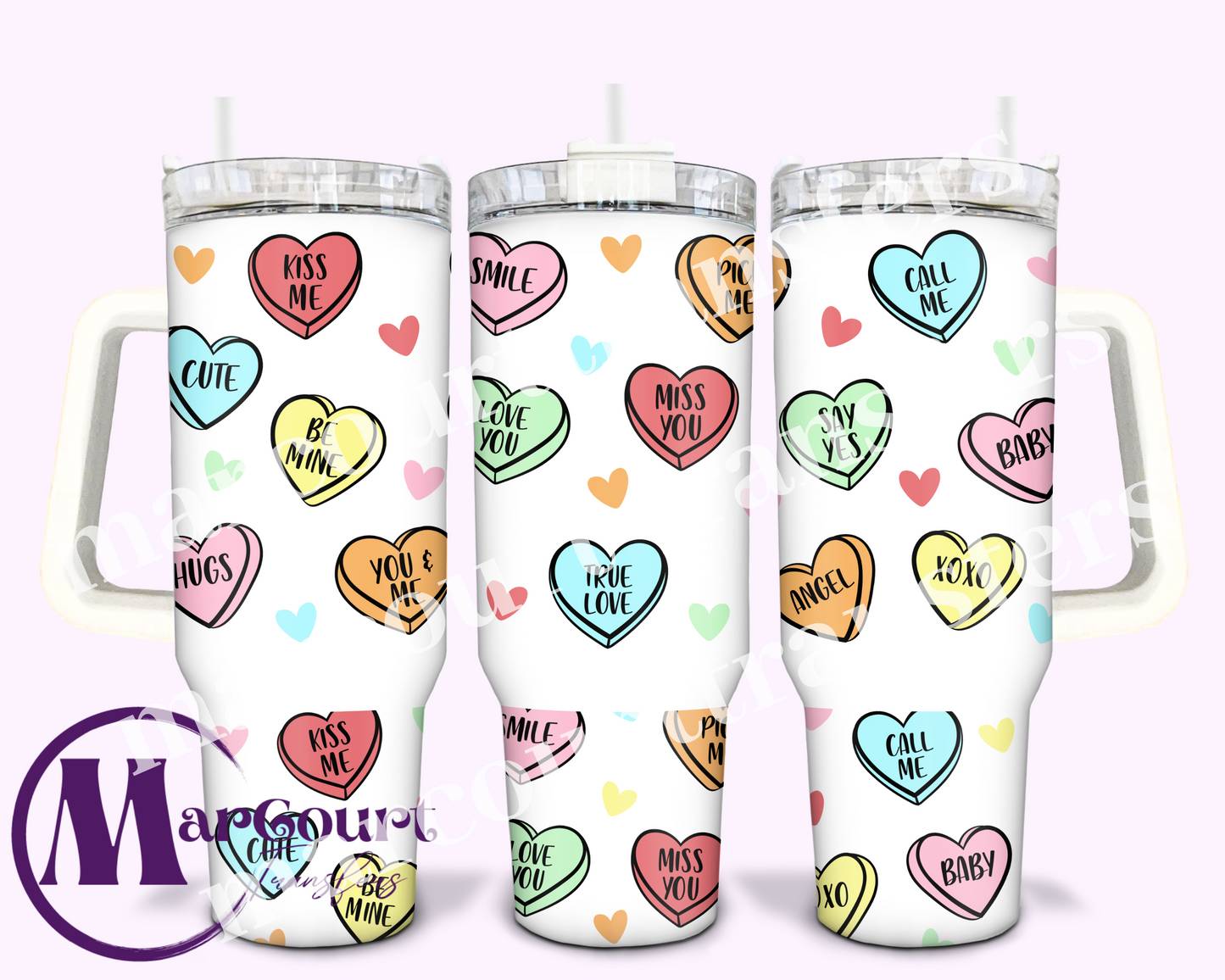 CANDY HEARTS-40 0Z-SUBLIMATION TUMBLER TRANSFER