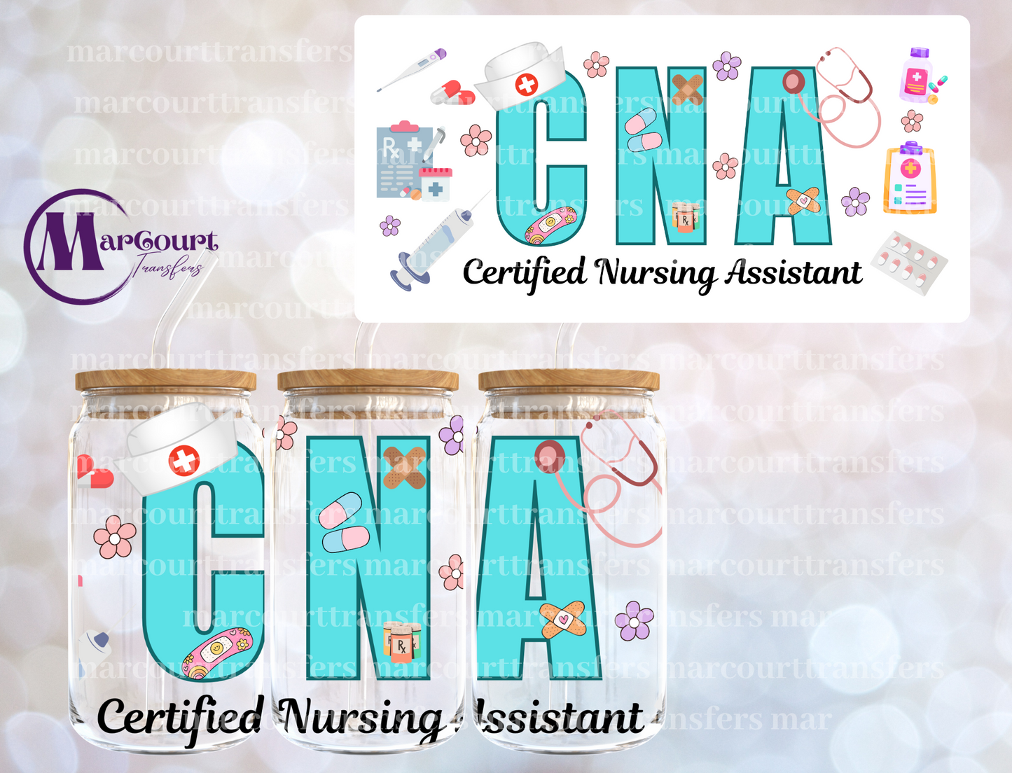 CERTIFIED NURSING ASSISTANT-16 0Z-UV DTF CUP WRAP