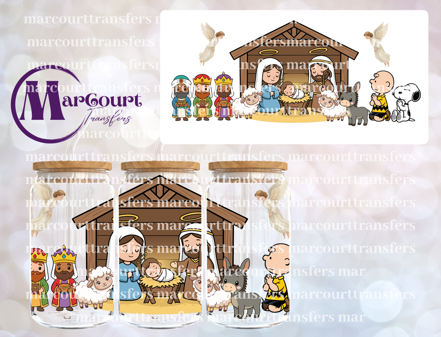 CHARLIE BROWN NATIVITY-16 0Z-UV DTF CUP WRAP