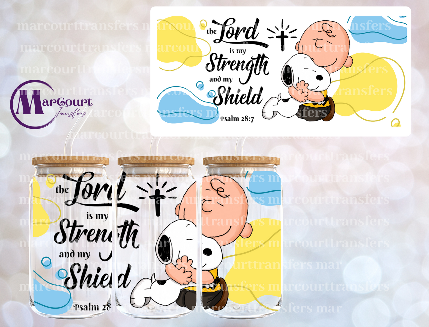 CHARLIE BROWN THE LORD IS MY STRENGTH-16 0Z-UV DTF CUP WRAP