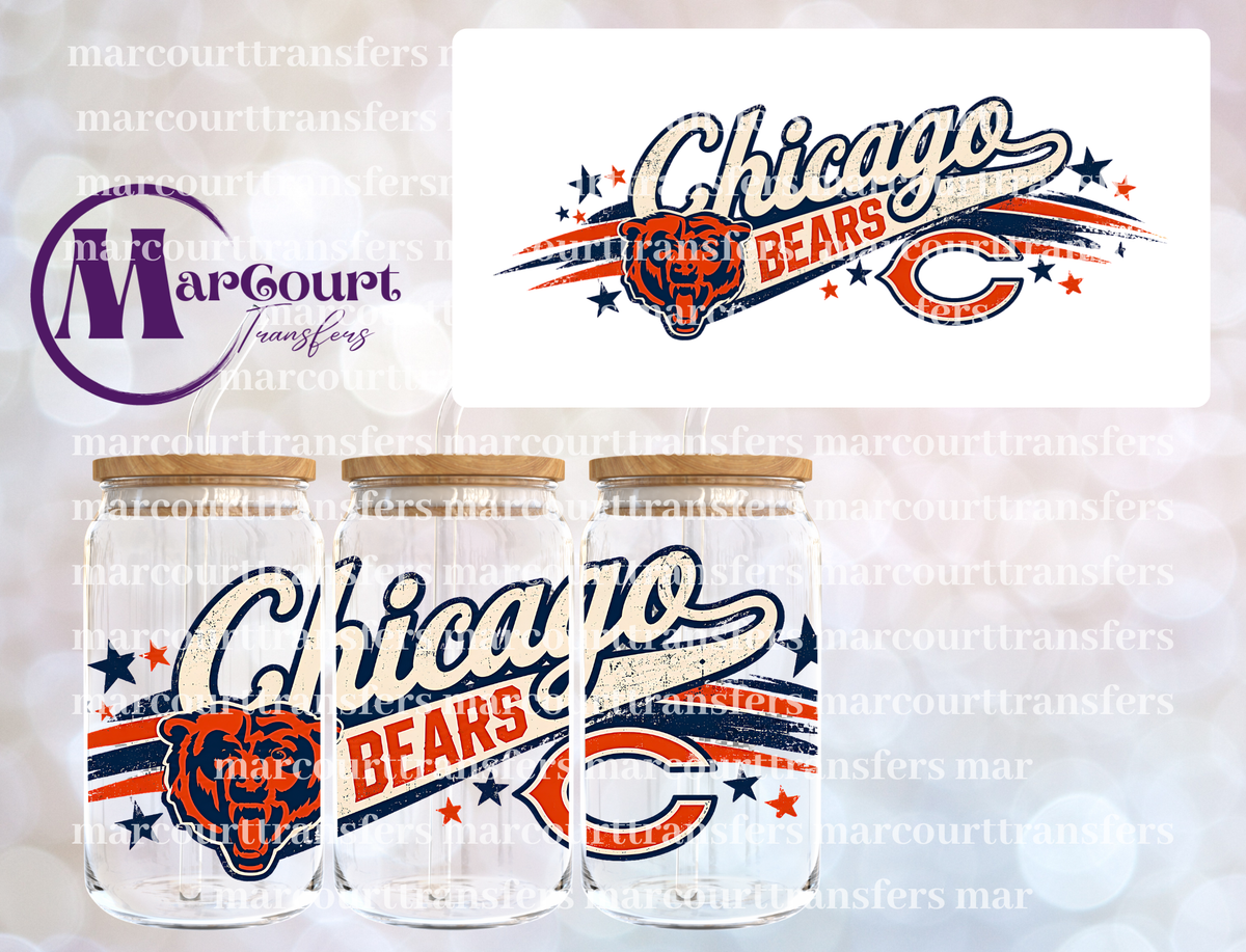 CHICAGO BEARS VINTAGE-16 0Z-UV DTF CUP WRAP