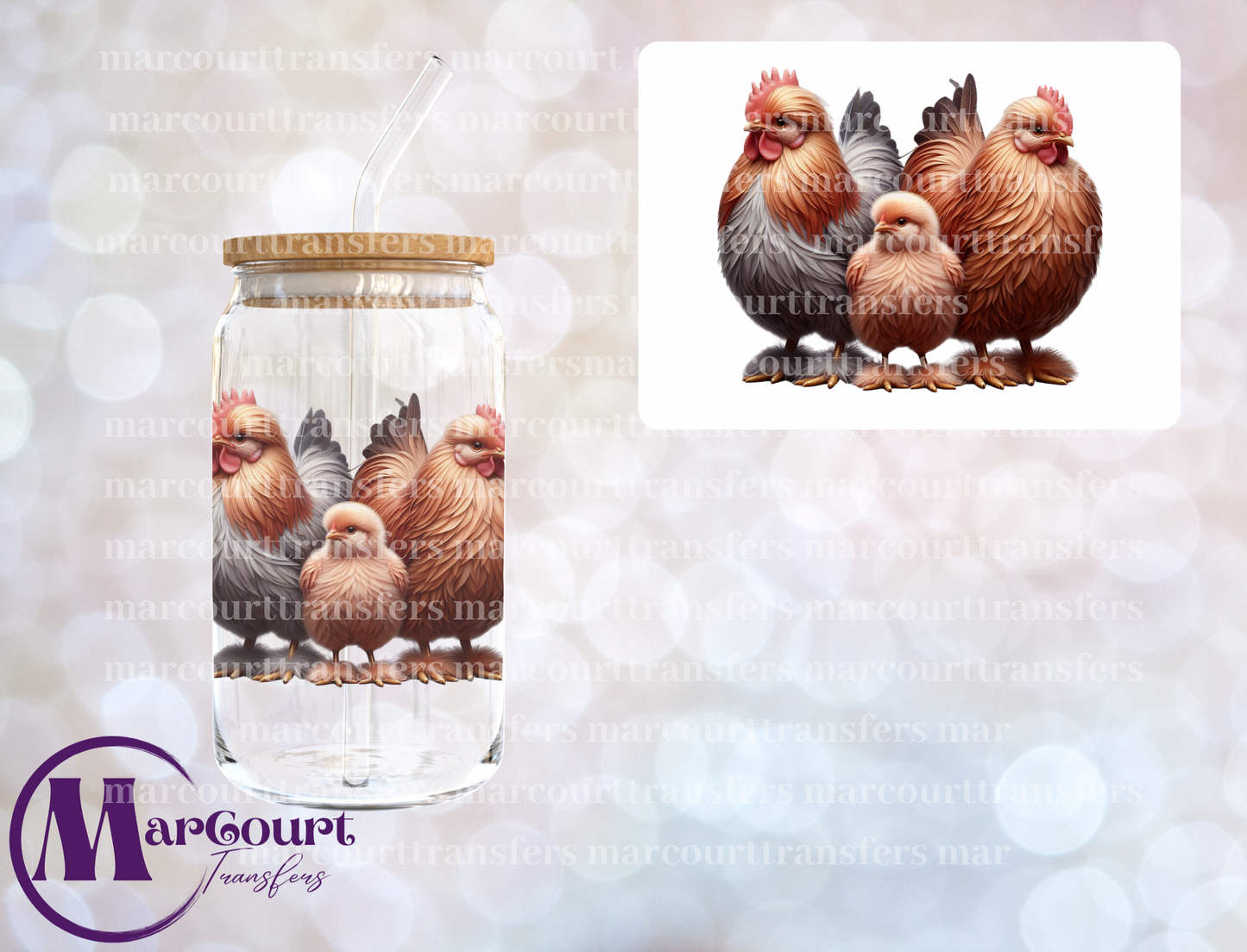 CHICKENS 2-DECAL-UV DTF CUP WRAP